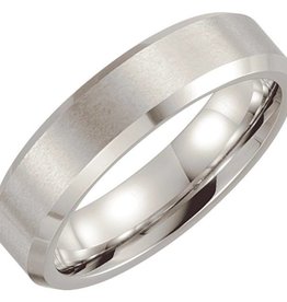 American Jewelry Cobalt Satin Finish w/ Polished Beveled Edge Wedding Band (Size 10)