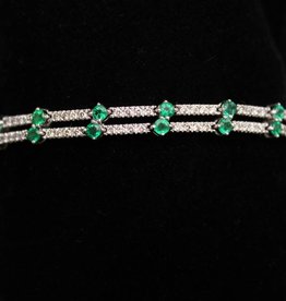 14k White Gold 1.98ctw Diamond & 3.47ct Emerald Bracelet
