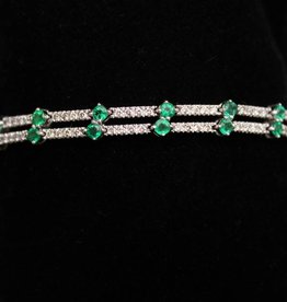 14k White Gold 1.98ctw Diamond & 3.47ct Emerald Bracelet