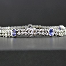 American Jewelry 14k White Gold 3.43ctw Diamond &  3.92ctw Tanzanite Bracelet