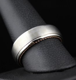 American Jewelry 14k Two-Tone White/Rose Gold ArtCarved 7mm Inside-Out Men's Wedding Band (Size 10)