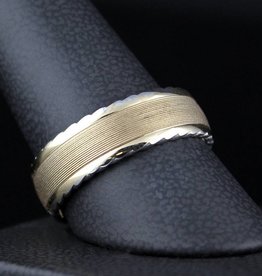 American Jewelry 14k Yellow/White Gold ArtCarved 7mm Men's Wedding Band (Size 10)