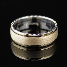 American Jewelry 14k Yellow/White Gold ArtCarved 7mm Men's Wedding Band (Size 10)