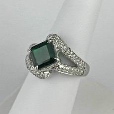 American Jewelry 14k White Gold 2.15 ct Emerald and .79ctw Diamond Ring