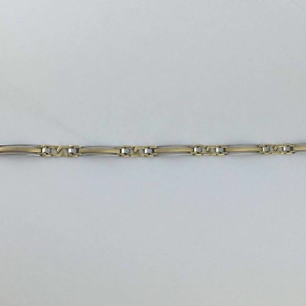 American Jewelry 14k TT Link & Bar 8.5" Bracelet