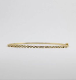 American Jewelry 14k Yellow Gold .30ctw Round Brilliant Diamond Marquise Station Ladies Bangle Bracelet