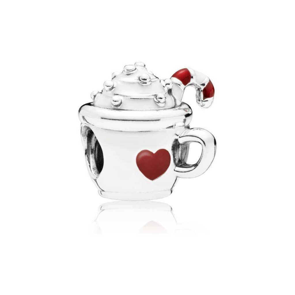 Pandora PANDORA Charm, Warm Cocoa, White & Red Enamel