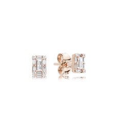 Pandora Retired - PANDORA Rose Stud Earrings, Luminous Ice, Clear CZ