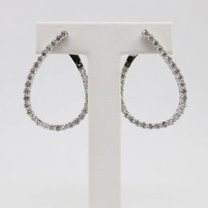 American Jewelry 14k White Gold 3ctw Round Brilliant Diamond Twisted Hoop Earrings