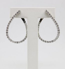 American Jewelry 14k White Gold 3ctw Round Brilliant Diamond Twisted Hoop Earrings