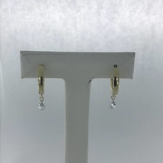 14k Yellow Gold 1/3ctw Diamond Dangle Lazer Drilled Huggie Style Earrings