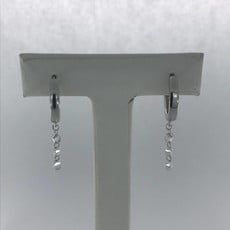 14k White Gold .65ctw Diamond Dangle Laser Drilled Huggies Earrings