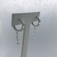 14k White Gold .65ctw Diamond Dangle Laser Drilled Huggies Earrings