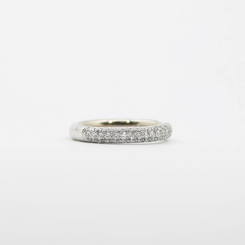 American Jewelry 18k White Gold 1.02ctw Round Brilliant Diamond Pave Ladies Wedding Band