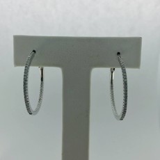 14k White Gold .40ctw Diamond Inside Out Hoop Earrings