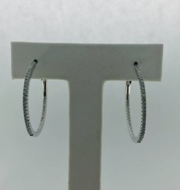14k White Gold .40ctw Diamond Inside Out Hoop Earrings