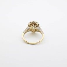 American Jewelry 14k Yellow Gold 4.03ct-Ctr J/VS2 GIA 1.74ctw-Mounting Oval & Round Brilliant Diamond Halo Engagement Ring