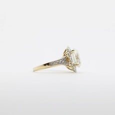 American Jewelry 14k Yellow Gold 4.03ct-Ctr J/VS2 GIA 1.74ctw-Mounting Oval & Round Brilliant Diamond Halo Engagement Ring