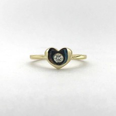American Jewelry 14k Yellow Gold 0.08ctw Diamond Heart Ring (Size 6.5)