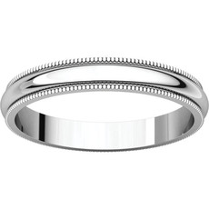 American Jewelry 14k White Gold 3mm Milgrain Wedding Band (size 7.25)