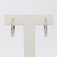 American Jewelry 10k White Gold 1/2ctw Round Brilliant Diamond Inside Out Hoop Earrings