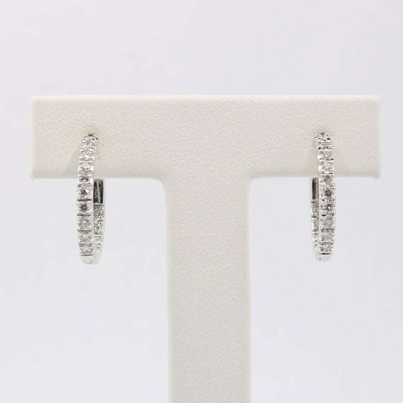 American Jewelry 10k White Gold 1/2ctw Round Brilliant Diamond Inside Out Hoop Earrings