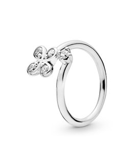 Pandora Retired - PANDORA Ring, Twisted Four Petal Flowers, Clear CZ - Size 56
