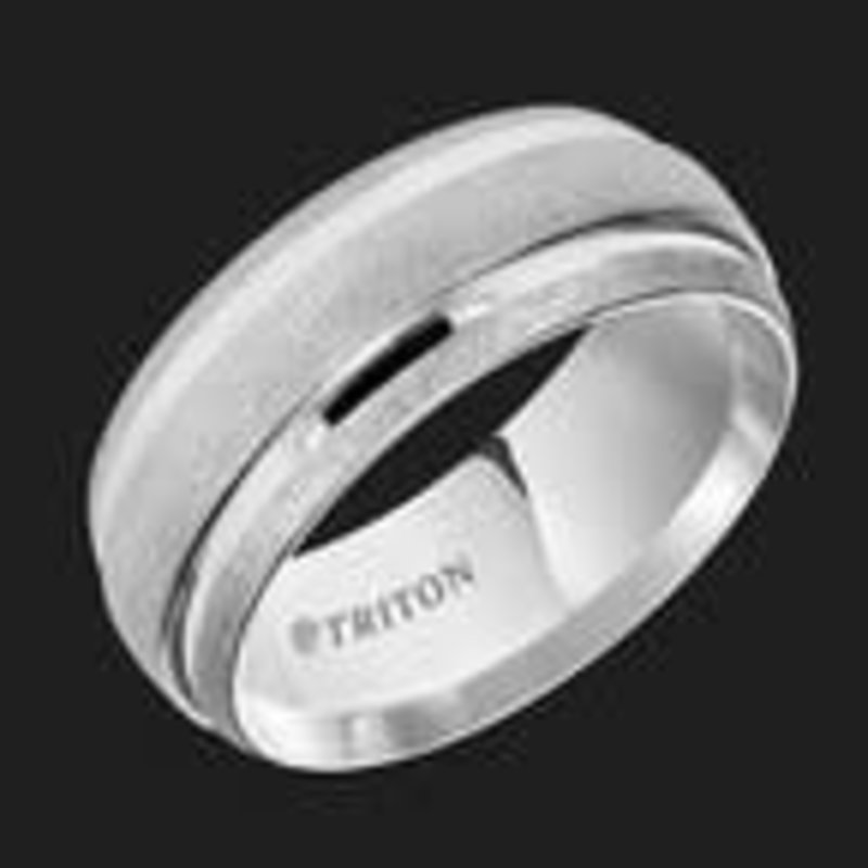 American Jewelry White Tungsten 9mm Gents Triton Wedding Band (Size 10)