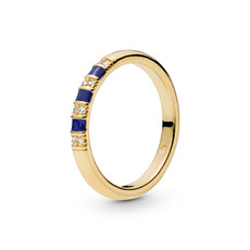 Pandora PANDORA Shine Ring, Exotic Stones & Stripes, Blue Enamel & Clear CZ - Size 52
