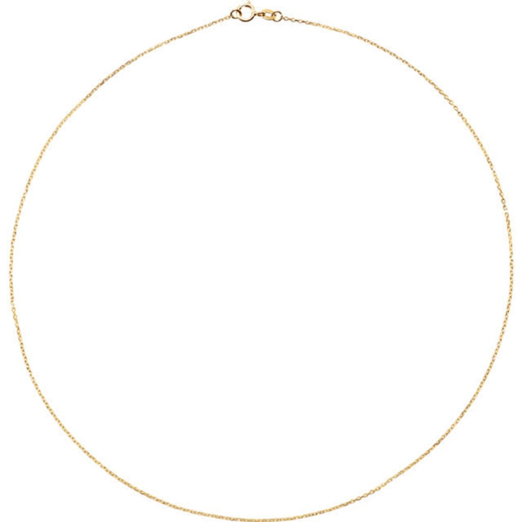 American Jewelry 14k Yellow Gold 1mm Diamond Cut Cable Chain (18")