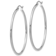 American Jewelry 14k White Gold Tube Hoop Earrings (45mm)