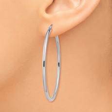American Jewelry 14k White Gold Tube Hoop Earrings (45mm)