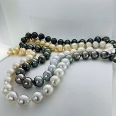 American Jewelry South Sea Pearl Ombre White to Black Endless 34 inch Strand (10x9mm)