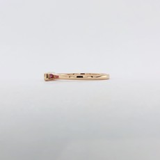 American Jewelry 14k Rose Gold 0.04ct Diamond 0.30ctw Pink Sapphire Bar Stackable Ring (size 7)