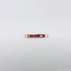 American Jewelry 14k Rose Gold 0.04ct Diamond 0.30ctw Pink Sapphire Bar Stackable Ring (size 7)