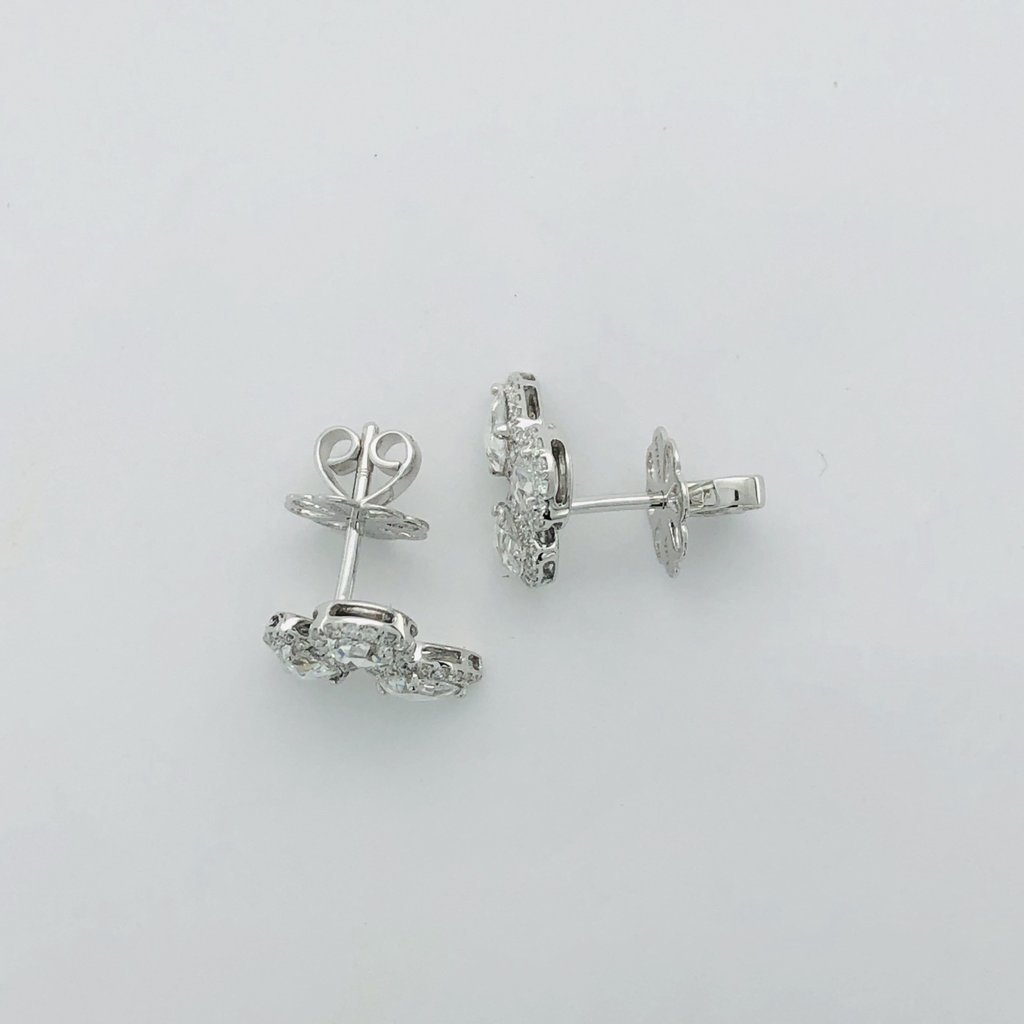 American Jewelry 14k White Gold 1.34ctw Diamond (1.00ctw Rose Cuts) Multi-Shape Halo Stud Earrings