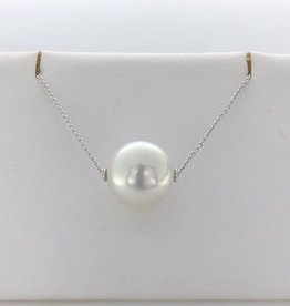 American Jewelry 14k White Gold White South Sea Pearl 14mm Solitaire Fully Drilled Necklace (18 inches)