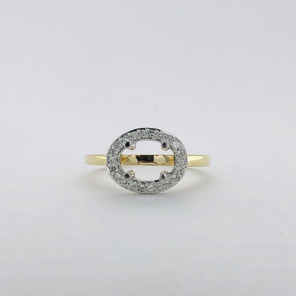 American Jewelry 14k White Yellow Gold .18ctw Diamond East-to-West Halo Semi Mount (size 7)