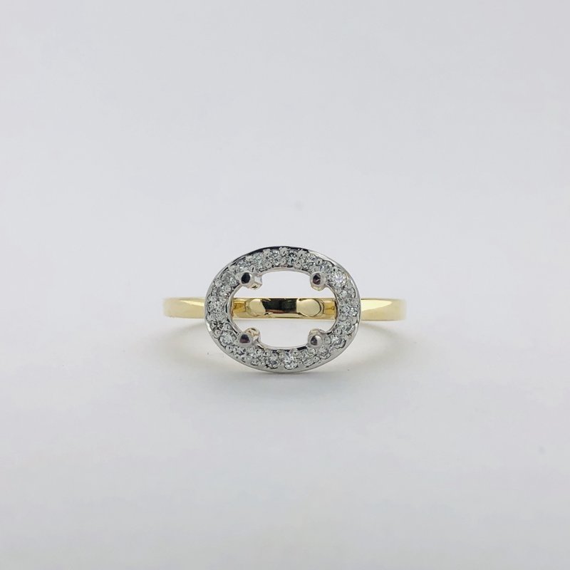 American Jewelry 14k White and Yellow Gold .18ctw Diamond East-to-West Halo Semi Mount (size 7)