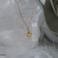 American Jewelry 14k Yellow Gold 3mm Fancy Vivid Yellow Diamond Micro Bezel Necklace (18")