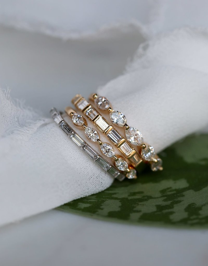 14k Yellow Gold 58ctw Baguette Diamond East To West Stackable