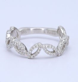 American Jewelry 14k White Gold 0.29ctw Diamond Open Marquise Leaf Stackable Band (Size 6.5)