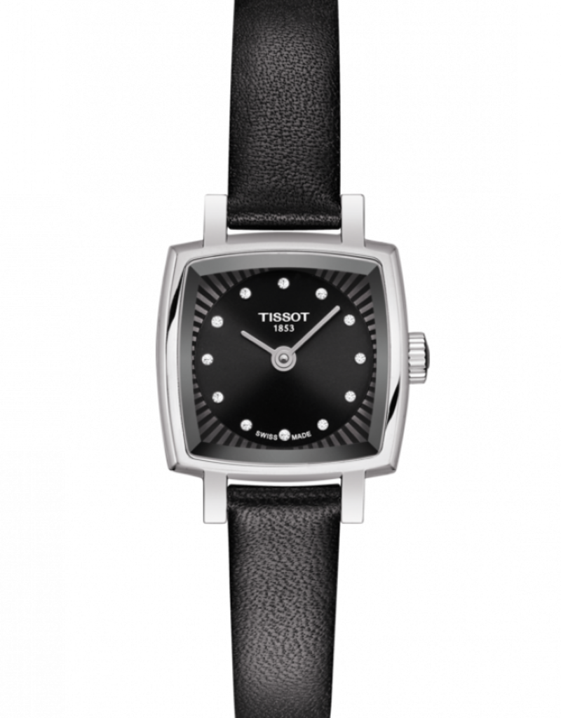 Tissot T Lady Lovely Square Ladies Watch With Black Dial Leather Strap American Jewelry