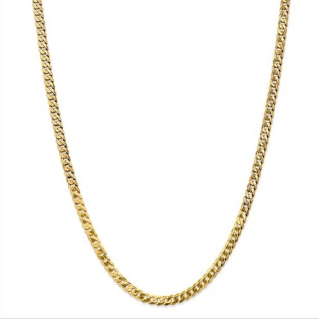 14k Yellow Gold 4.5mm Flat Curb Chain 