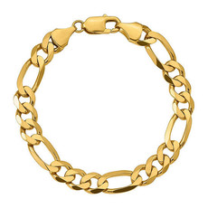 American Jewelry 14k Yellow Gold 9mm Polished Solid Figaro Link Bracelet (8")