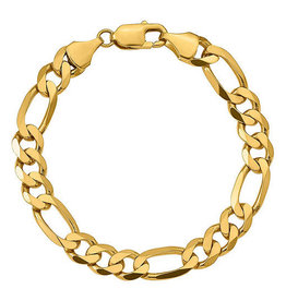 American Jewelry 14k Yellow Gold 9mm Polished Solid Figaro Link Bracelet (8")