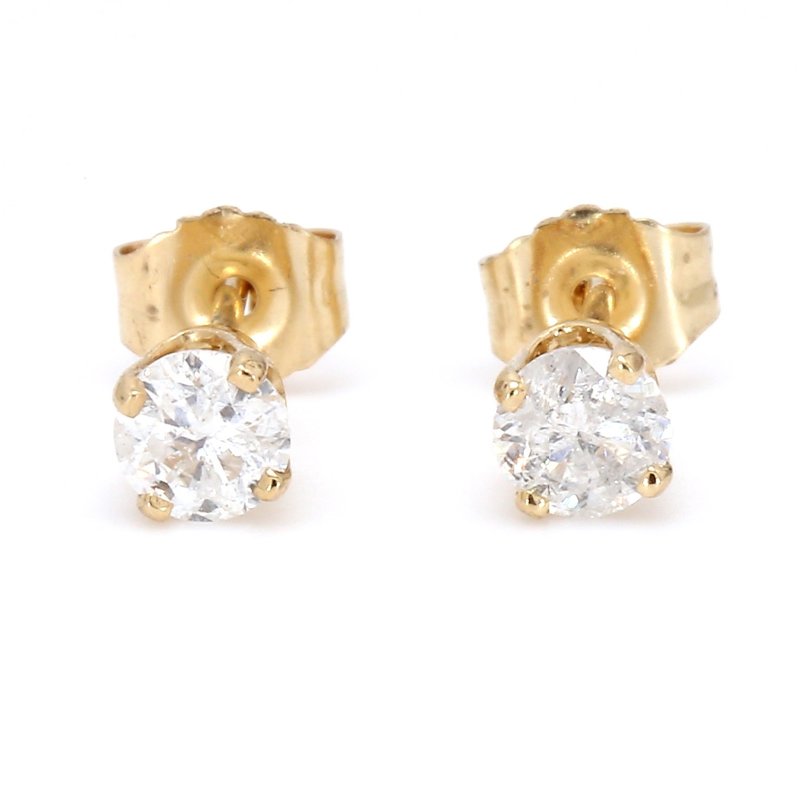 American Jewelry 14k Yellow Gold 1/2ctw Round Brilliant Diamond Stud Earrings