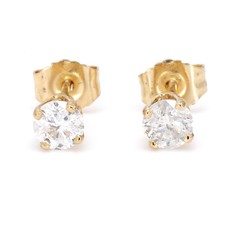 American Jewelry 14k Yellow Gold 1/2ctw Round Brilliant Diamond Stud Earrings