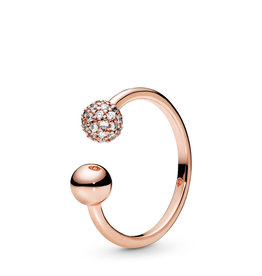 Pandora PANDORA Rose Ring, Open Polished & Pave' Bead, Clear CZ - Size 54