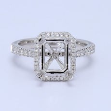 American Jewelry 14k White Gold 0.31ctw Diamond Radiant Halo 9x7 Semi Mount Engagement Ring (Size 6)